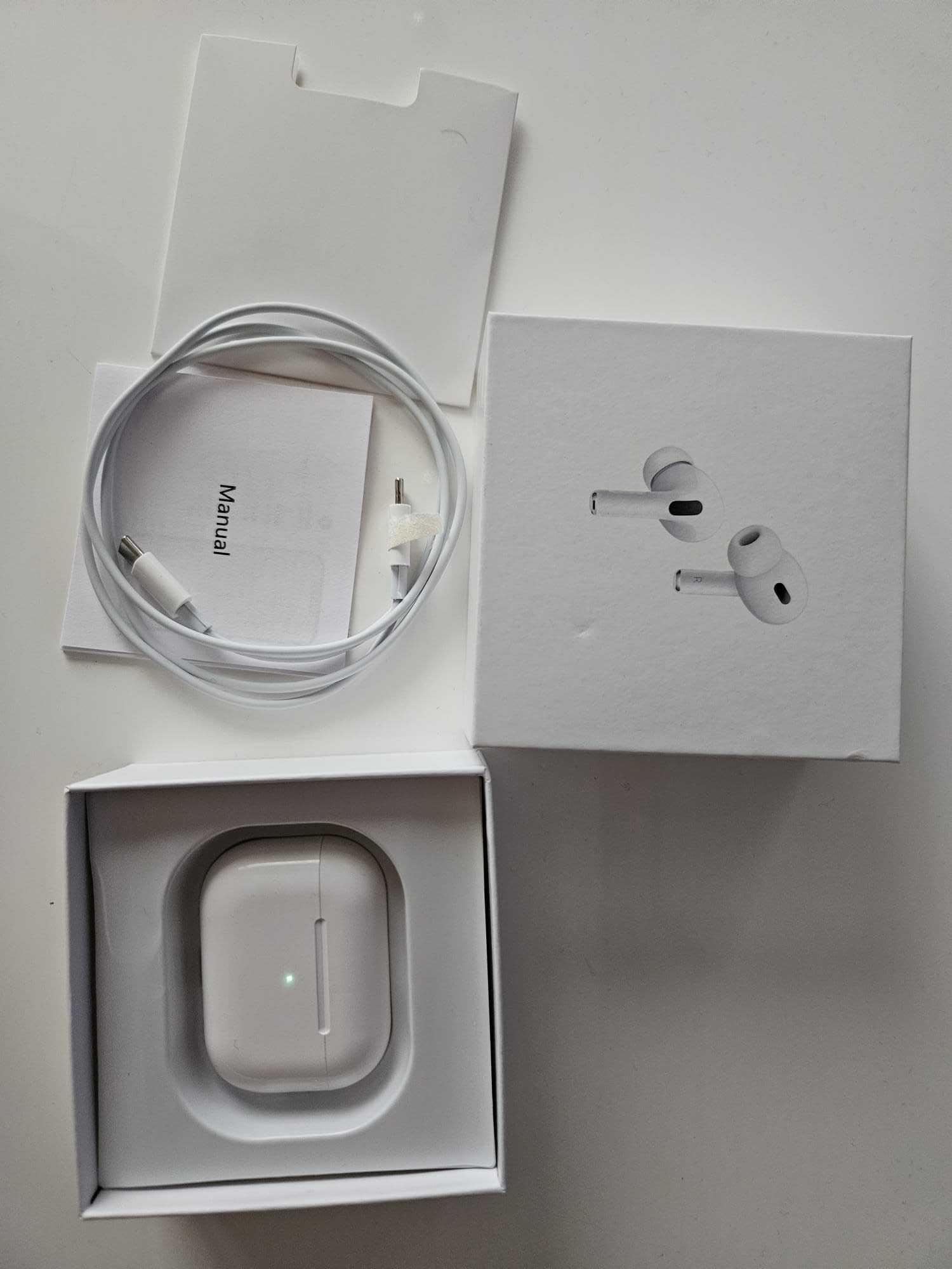 Słuchawki bezprzewodowe douszne białe - z kablem do ładowania USB - C