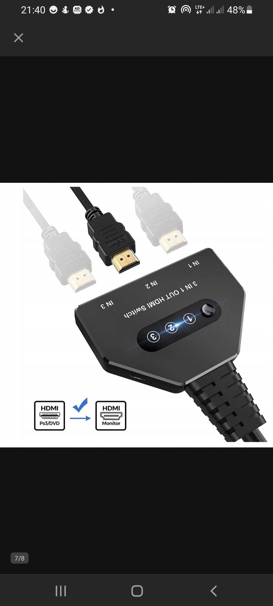 Przełącznik Techole HDMI HS309-BK HDMI 3 w 1