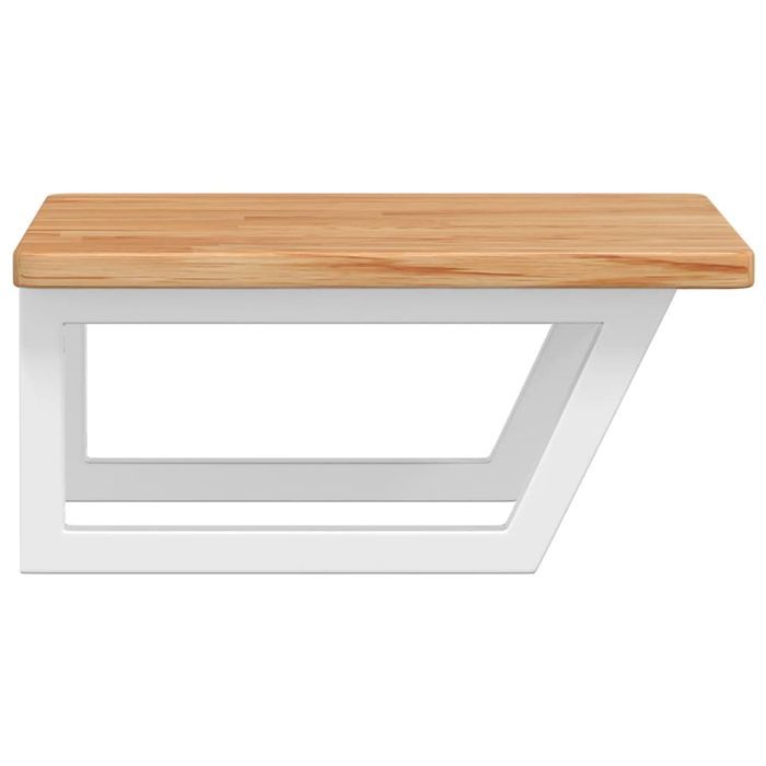 vidaXL Półka ścienna pod umywalkę, stal i lite drewno dębowe