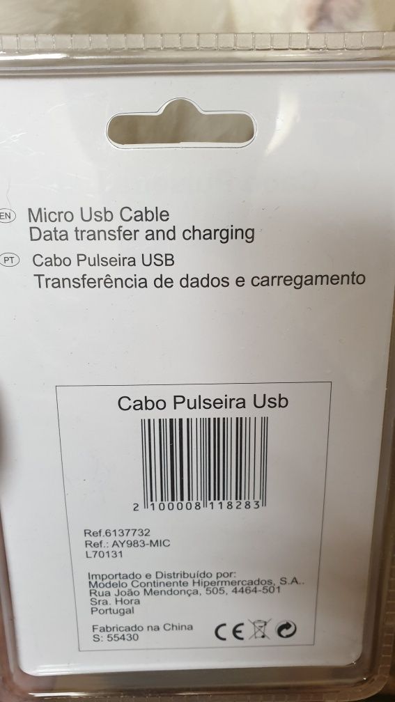 Cabo pulseira usb