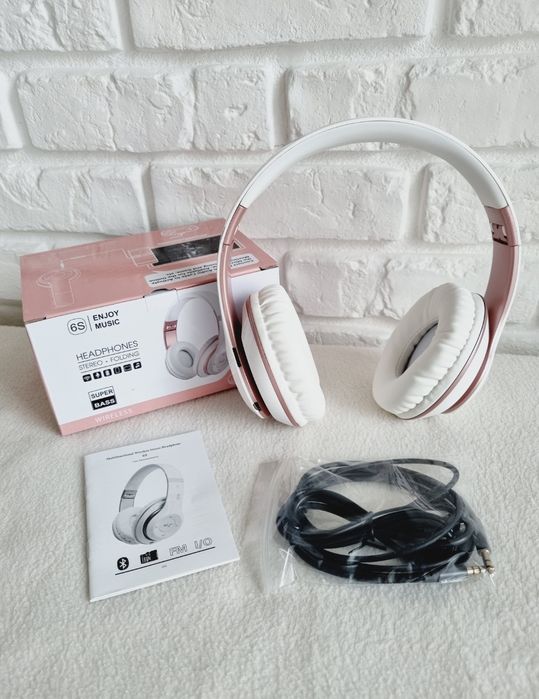 Słuchawki bezprzewodowe nauszne Bluetooth 6S białe