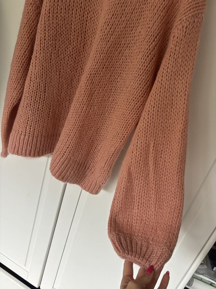 MSCH copenhagen sweter swetr moher wełna lana bufiaste rekawy L 40 XL