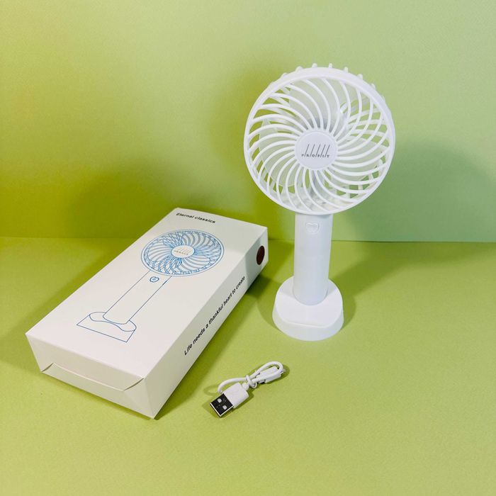 Портативний міні ручний вентилятор аккумуляторний 2200 mAh Білий