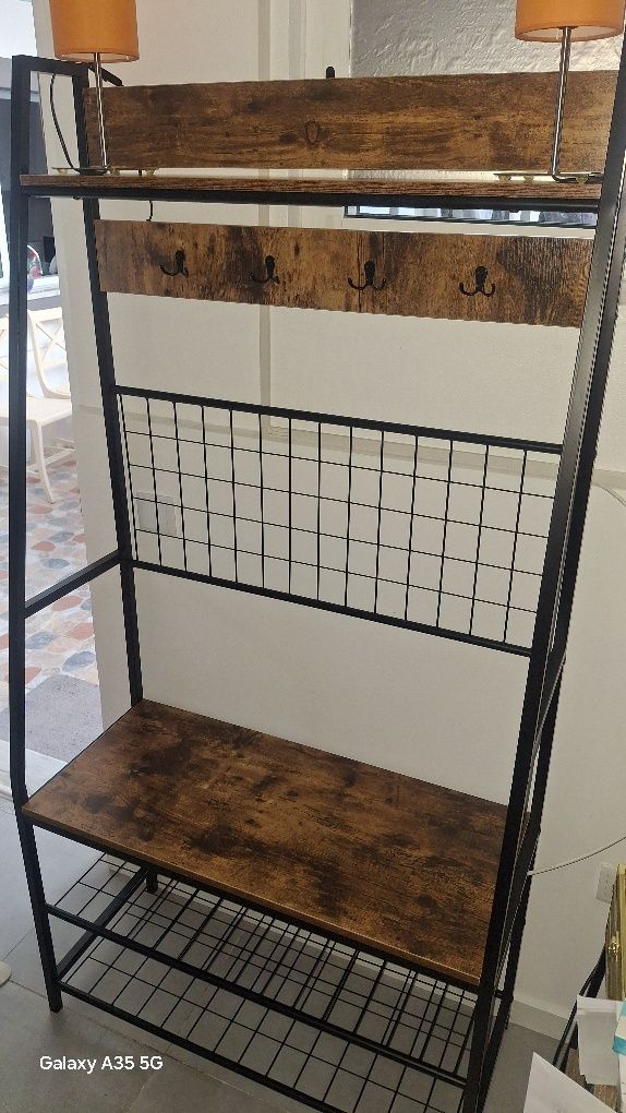 Sapateira DIELE em metal e madeira 180x90x38cm