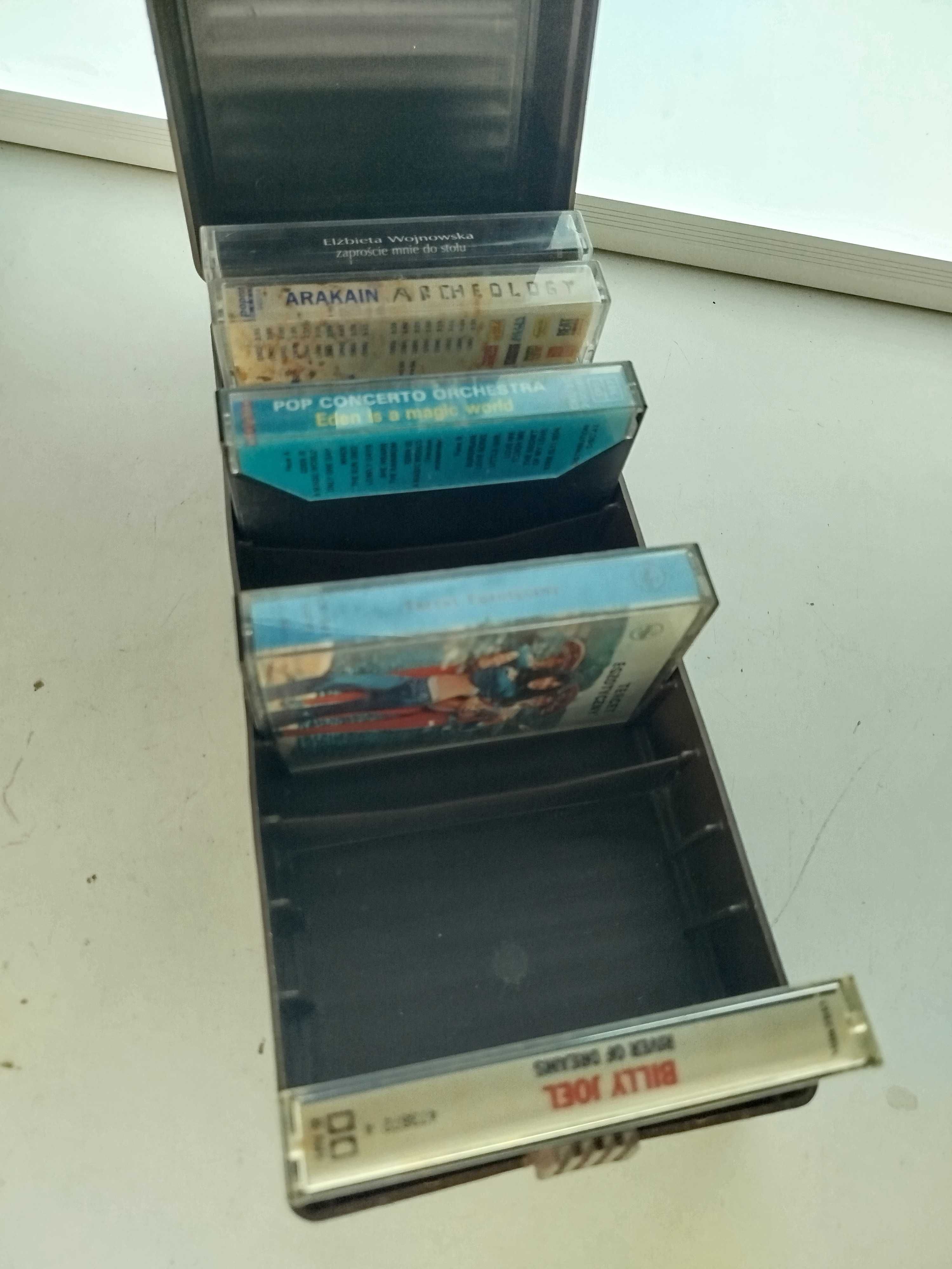 Pudełko na kasety BOX pojemnik na 12 szt vintage PRL brązowy unikat