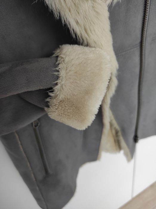 Stylowa Kurtka Kożuch IKKS szara z Futerkiem