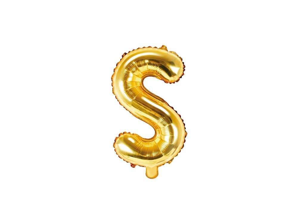 Balon foliowy w kształcie litery S 80 złoty M410