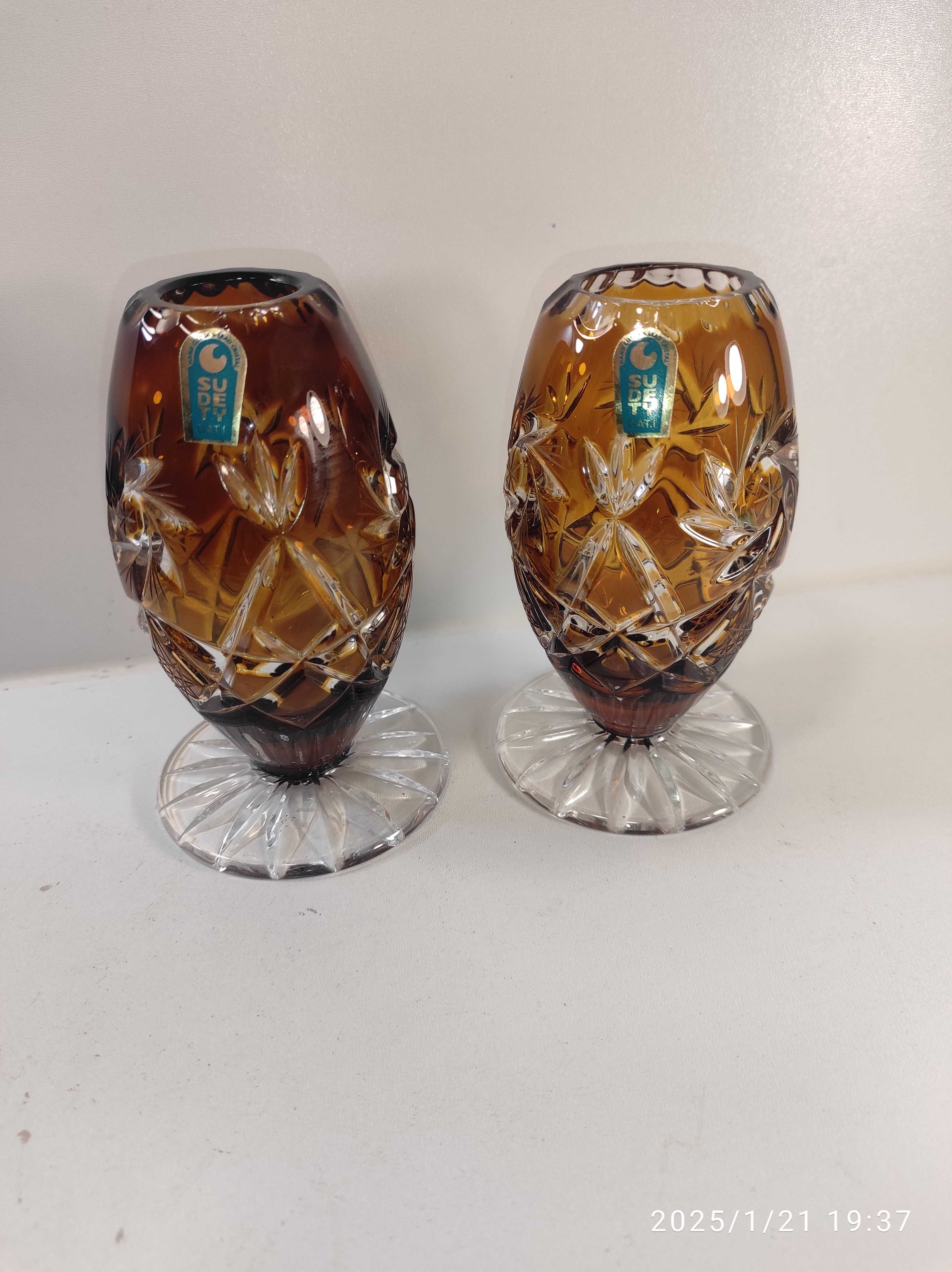 Wazon na konwalie wazonik kryształowy Huta Sudety 13cm