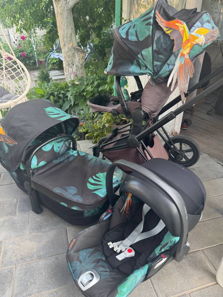 Дитячий візок 3 в 1 Cybex priam birds of paradise platinum