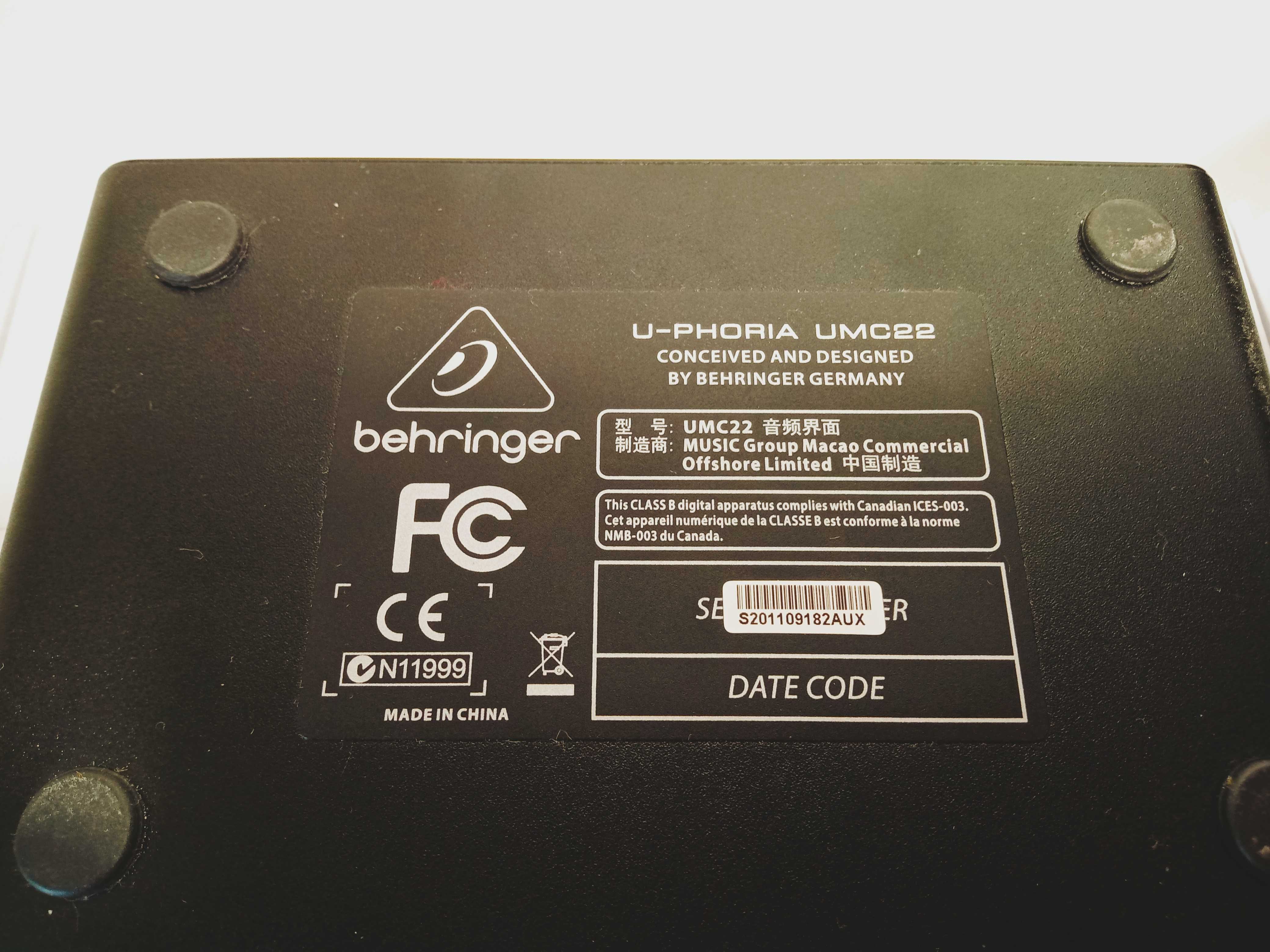 Behringer UMC22 U-PHORIA – interfejs audio USB – stan idealny