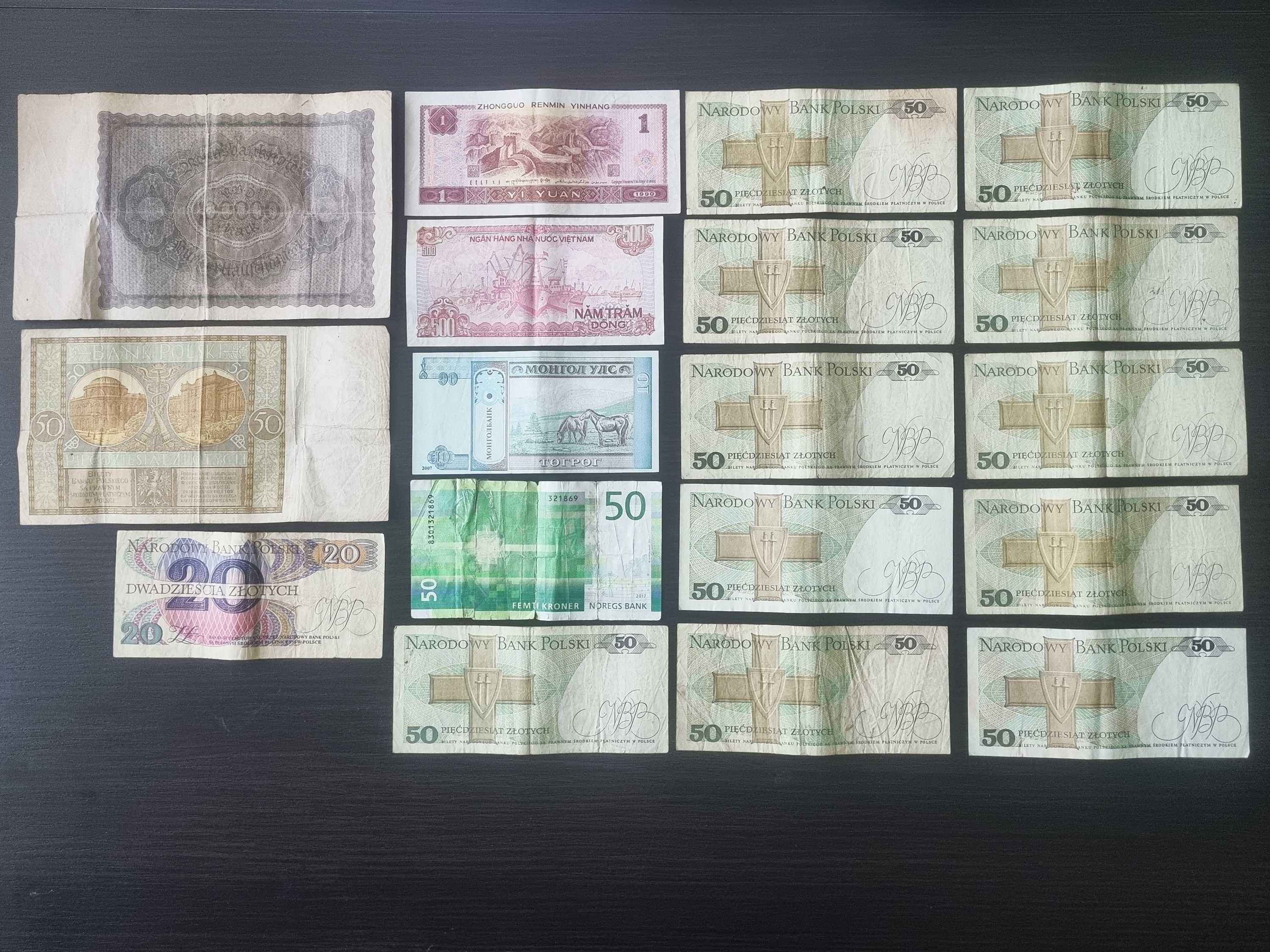 Zestaw Banknotów Kolekcjonerskich Prl 20 50 Marka Dong Yuan Korona