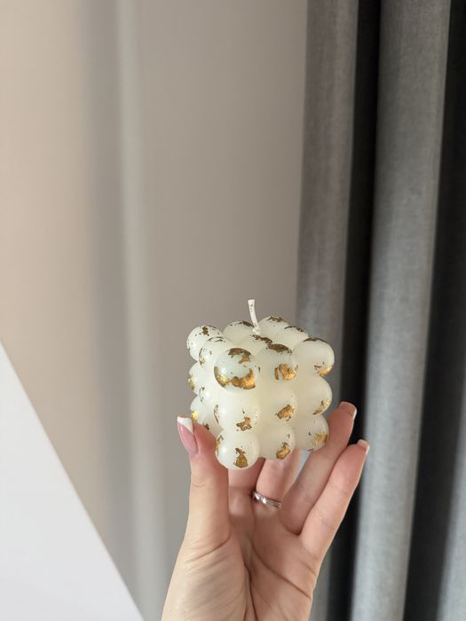 Mala swieczka bubble home&you bialo zlota nowa