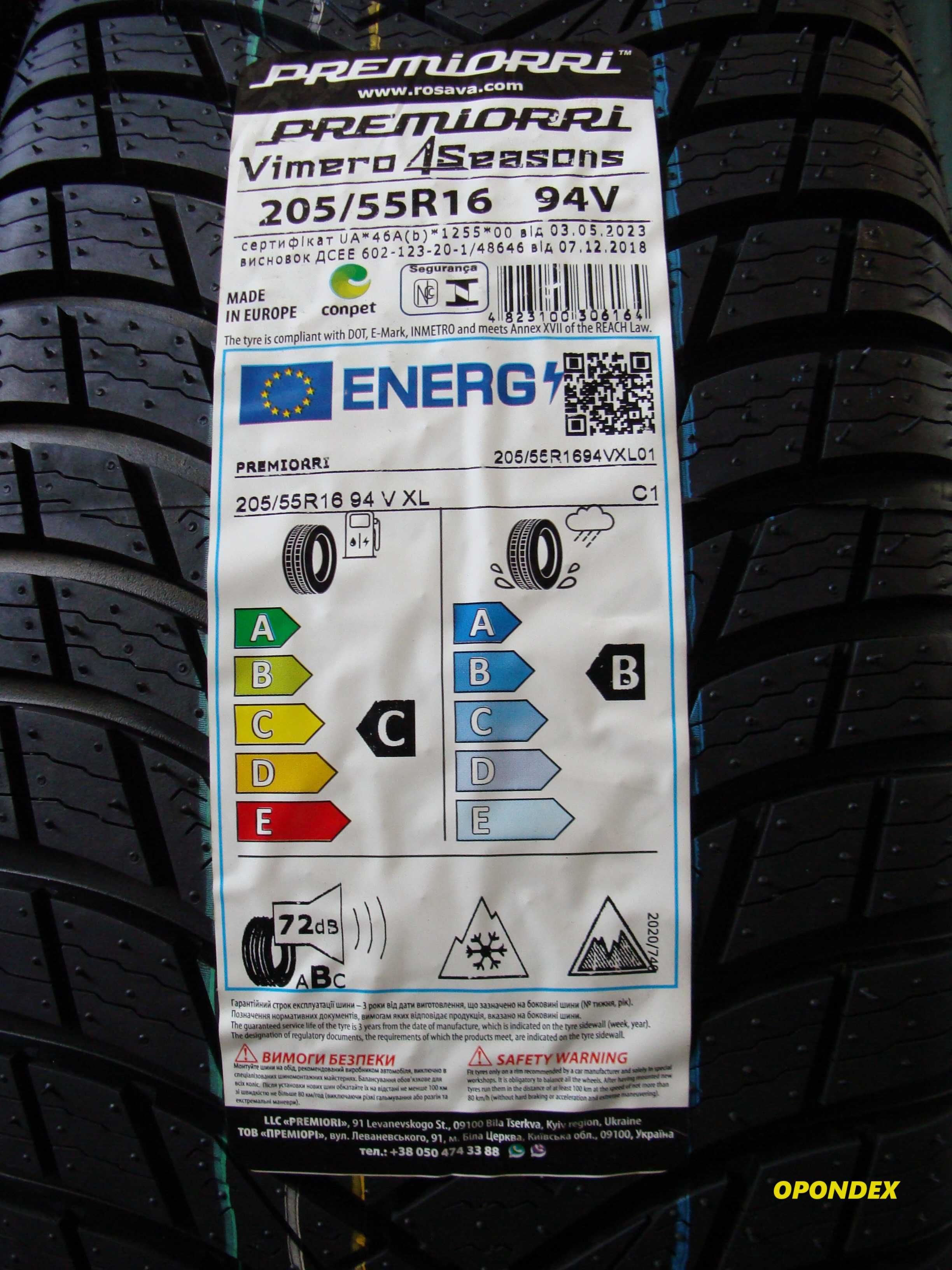 Z EUROPY 205/55R16 Premiorri WYSYŁKA 0 zł. 205/55/16Płockwielosezonowe