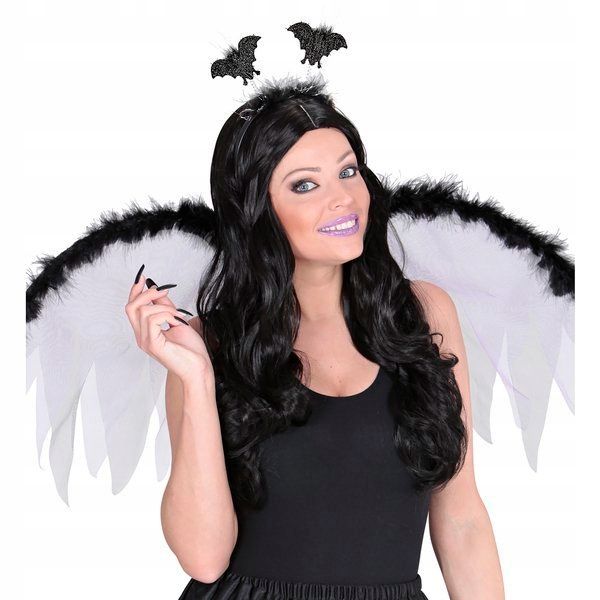 Opaska do Włosów z Futerkiem Nietoperzami Przebranie Halloween Czarna