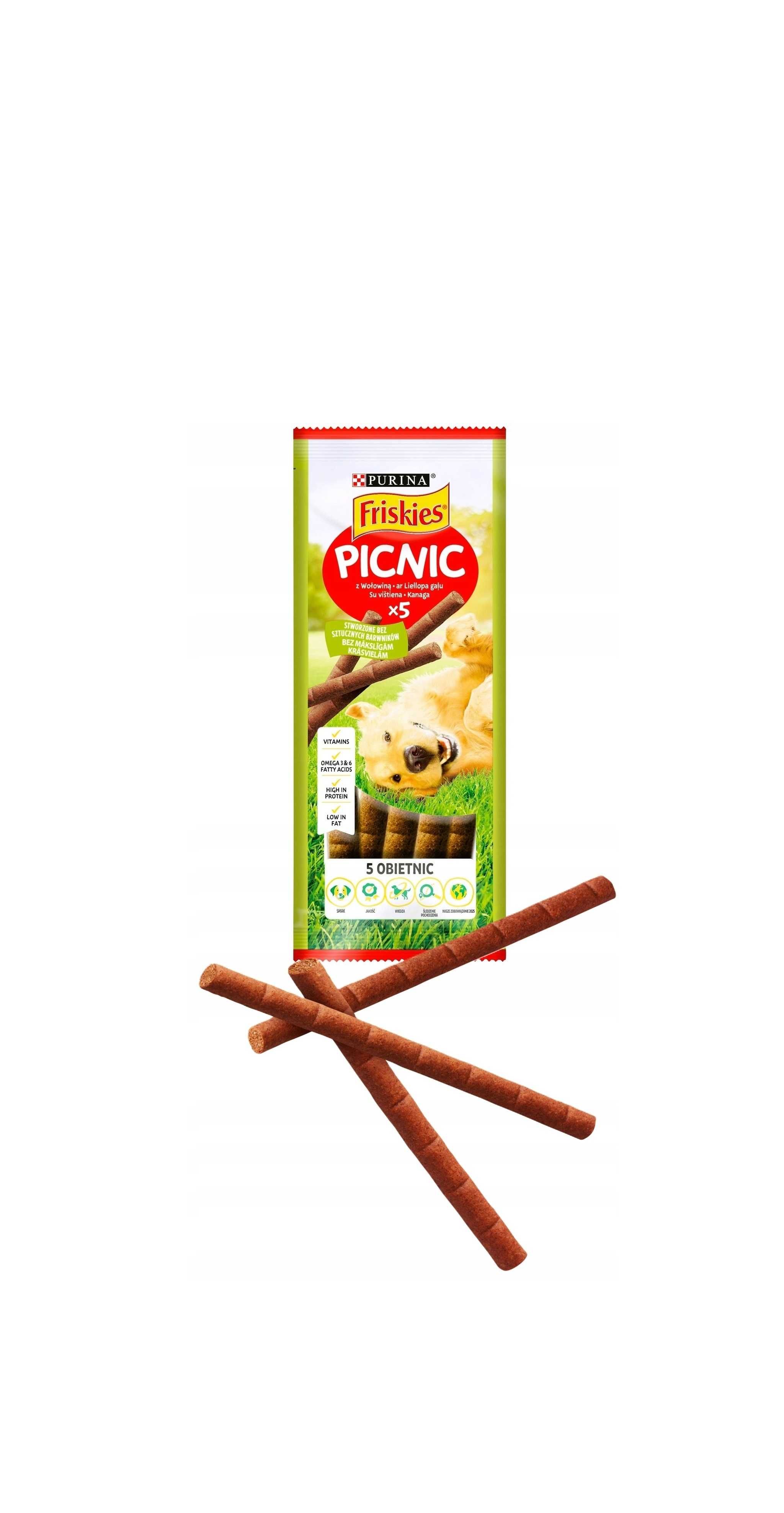 Przekąska przysmak nagroda dla psa Friskies Picnic z wołowiną 5 sztuk