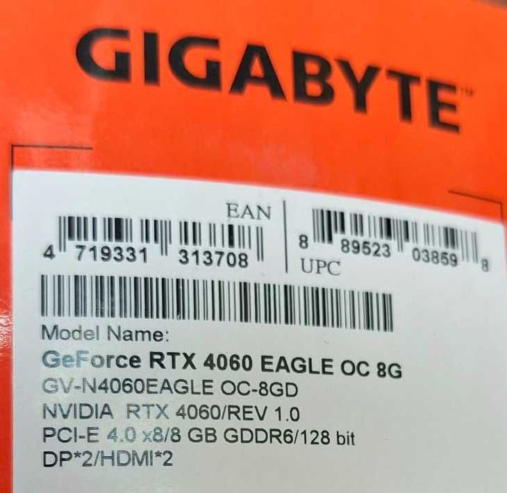 Gigabyte GeForce RTX 4060 Eagle OC 8GB GDDR6 - 13 miesięcy gwarancji