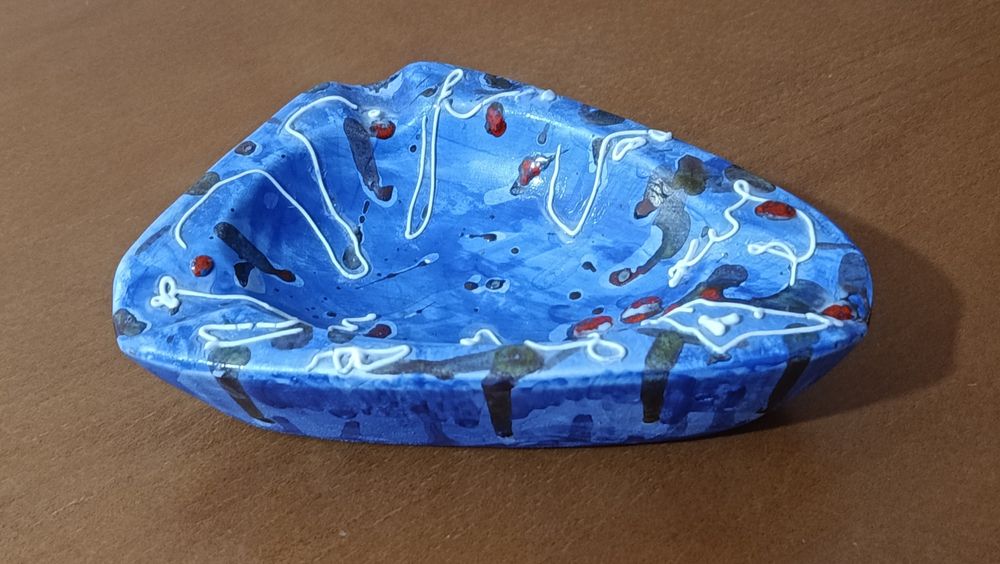 Cinzeiro Azul Pintado Mão