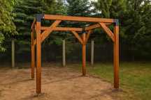 Pergola drewniana huśtawka plac zabaw