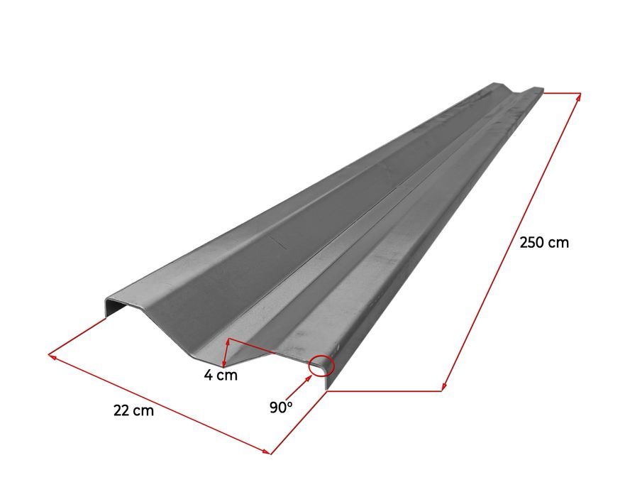 Blacha 2 mm profilowana duży trapez długość 250 cm wysokość 22 cm