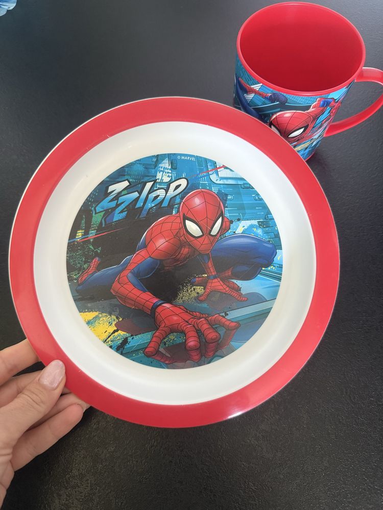 Zestaw spiderman talerz i kubek plastikowe