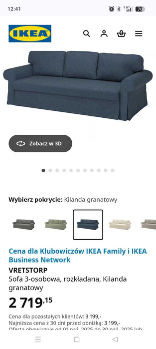 Kanapa 3 osobowa, rozkładana