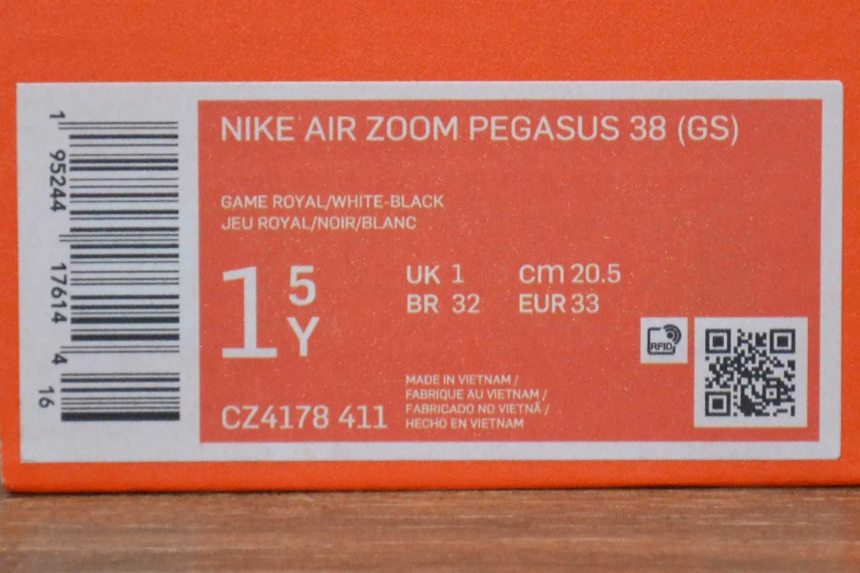 Nike AIR Zoom Pegasus 38 (GS) r.33 (NOWE)