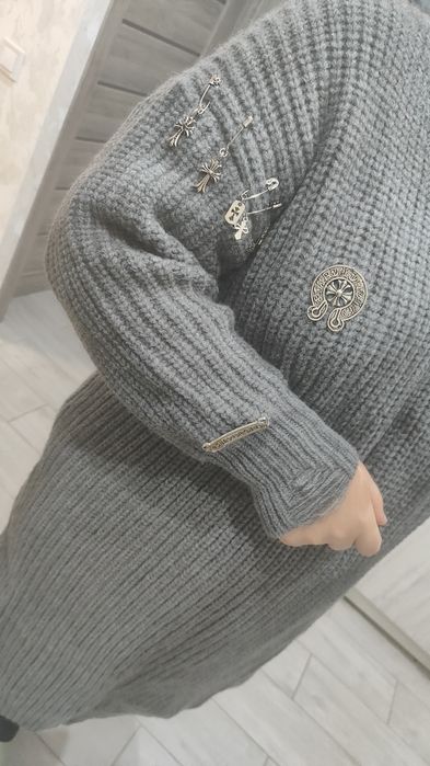 Платье туника крупная вязка кресты декор