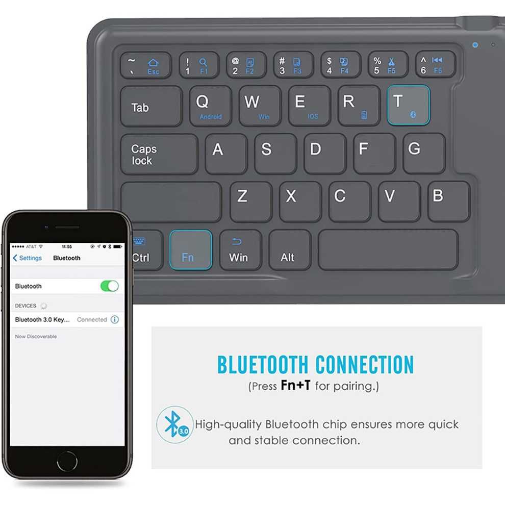 Клавиатура - Беспроводная складная мини-клавиатура , перезаряжаемая