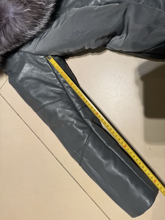 Płaszcz szary OCHNIK, skórzany ocieplany rozmiar M