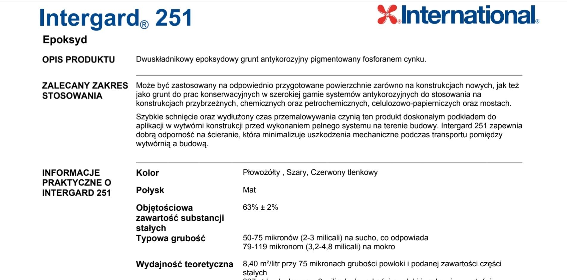 Farba epoksydowa podkład International 5 lt.