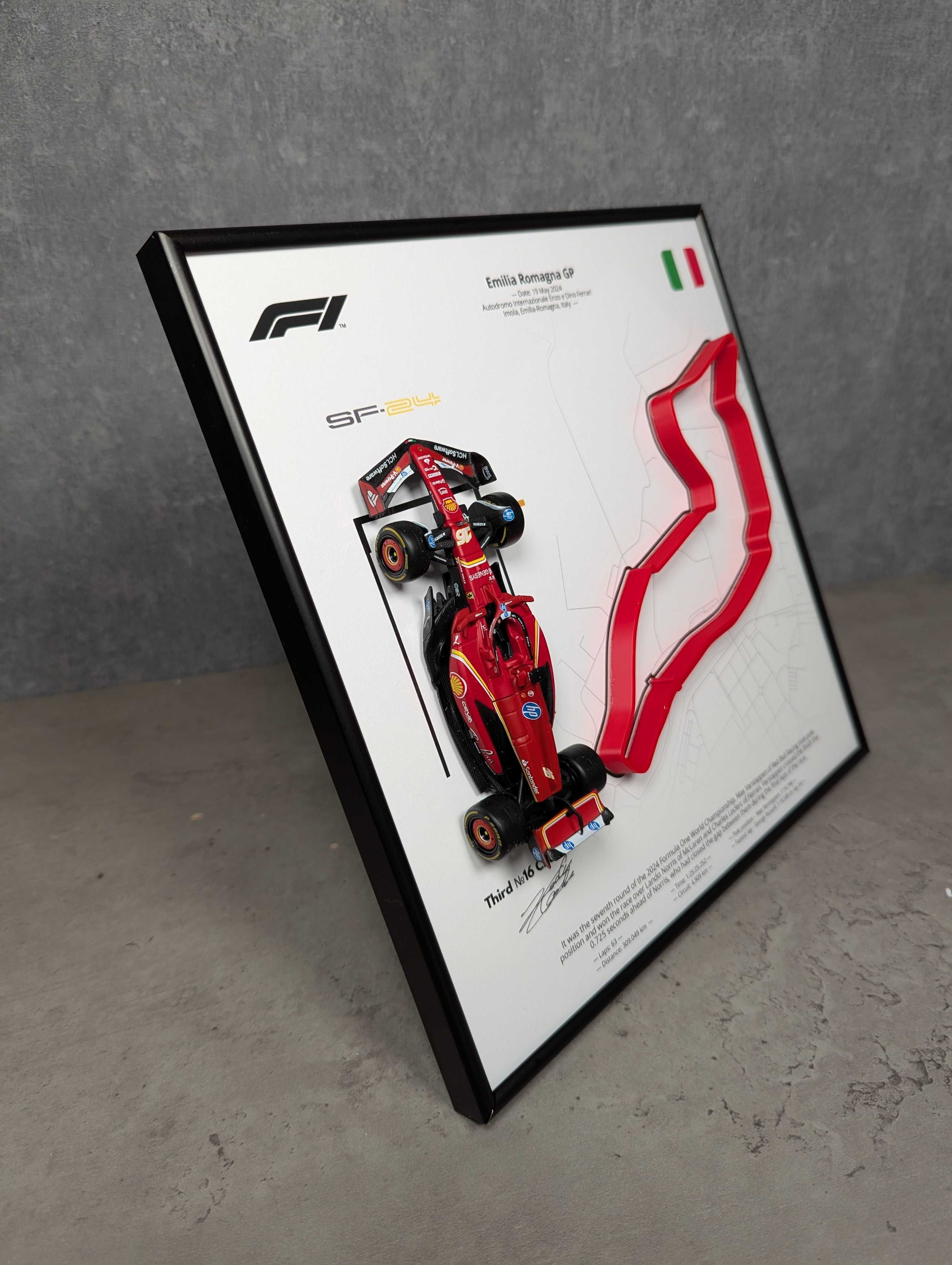 Рамка 2в1 з F1 Ferrari SF24 і 3D траса Imola 2024 #16 Charles Leclerc