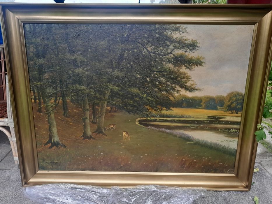 Duźy stary obraz na płótnie