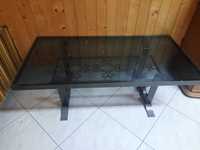 lawa metalowa blat szklany 120cm x 60 cm i wysokosc 43 cm