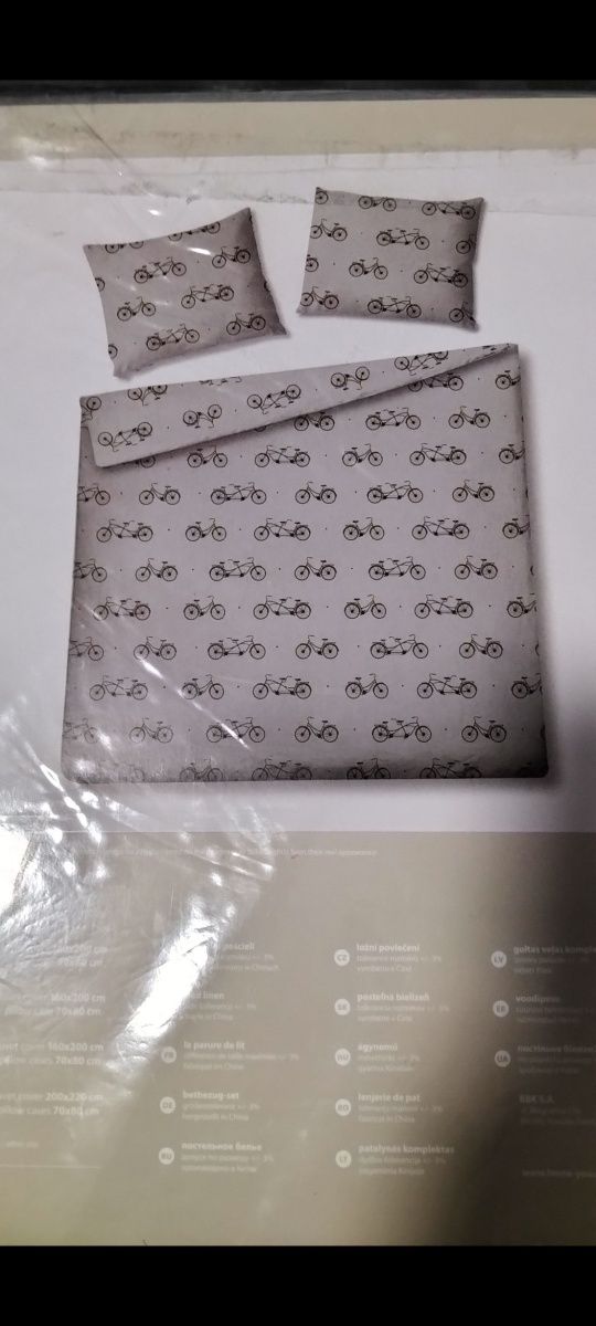 Pościel z mikrofibry,szara w rowery,200x220,2 poszewki