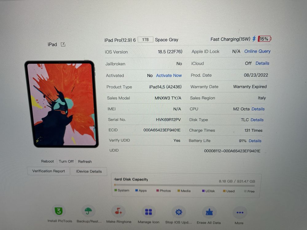 iPad Pro 12.9 6Gen M2 A2436 icloud lock заблокований