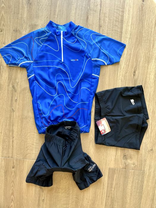 Nowy oryginalny komplet na rower marki Vezuvio r.146cm +szorty gratis