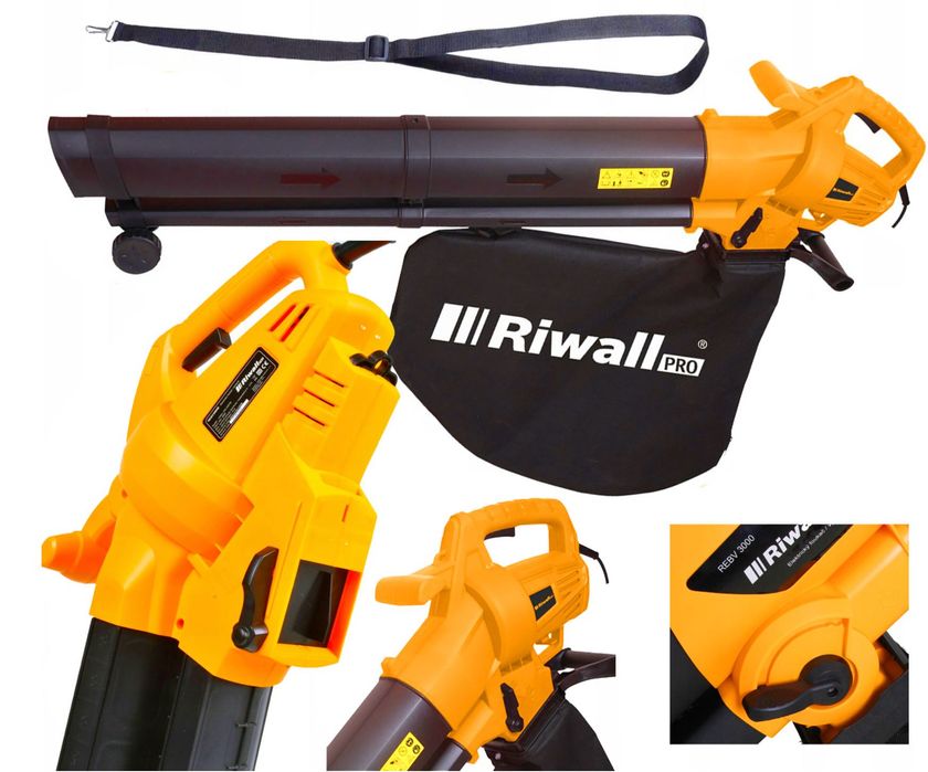Dmuchawa Odkurzacz do Liści Riwall 3200W z Rozdrabniaczem 45L