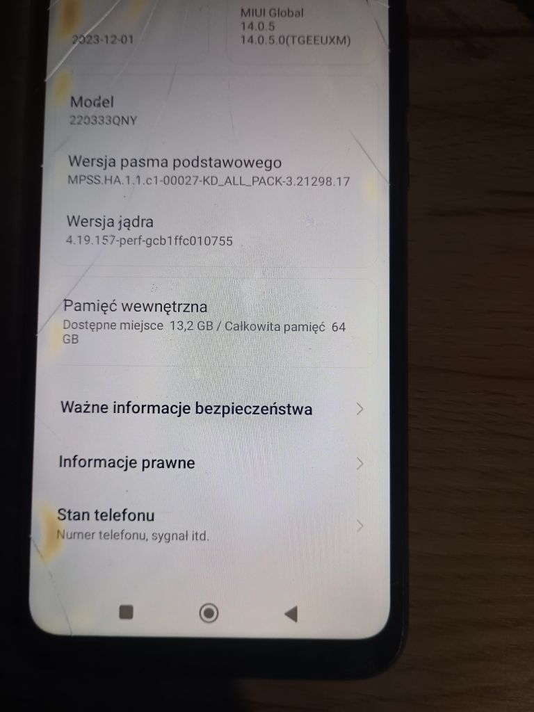 Readmi note 10C uszkodzony wyświetlacz