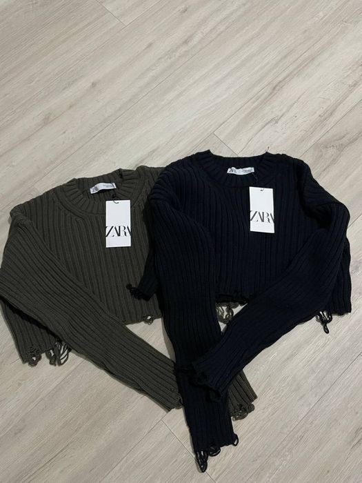 Светр Зара укорочений з потертостями/ Свитер Зара