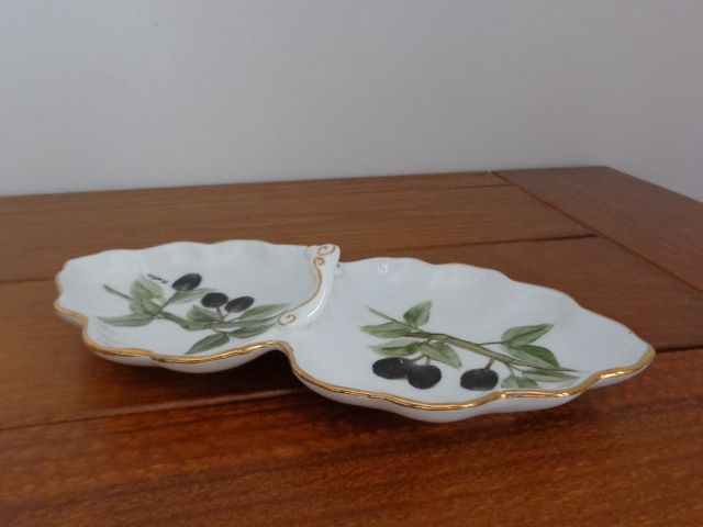 Prato azeitonas, porcelana pintada à mão