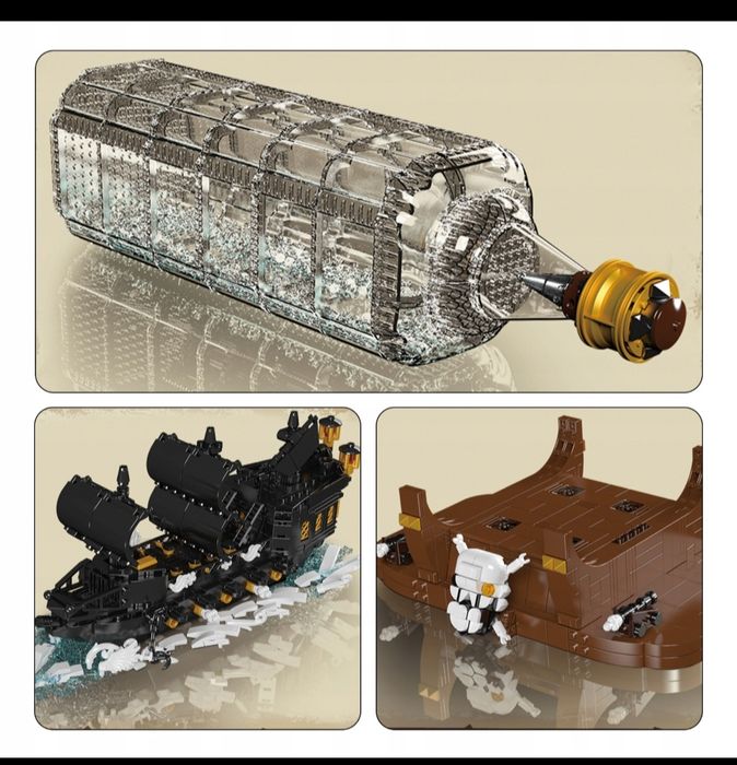 Mould king Czarna Perła Statek w butelce Model z klocków