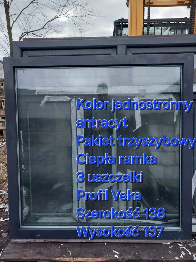 Okno Antracyt 136x137 3 szyby 3 uszczelki Fix -30%