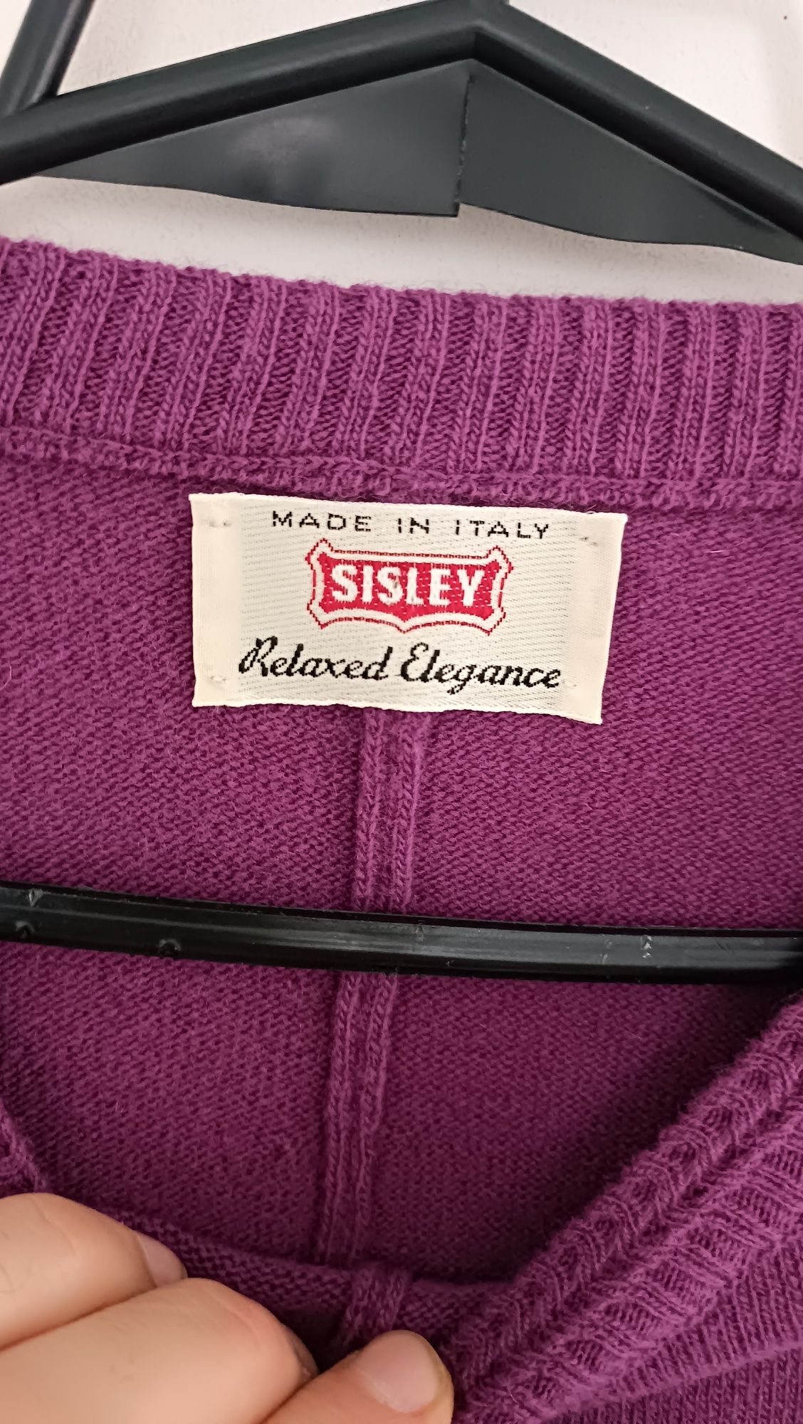 Sweter tunika Sisley 100% Virgin Wool roz S