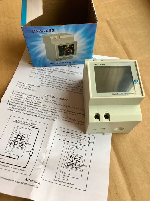 Ваттметр счетчик мощности анализатора сети d52-2066 ватметр на DIN