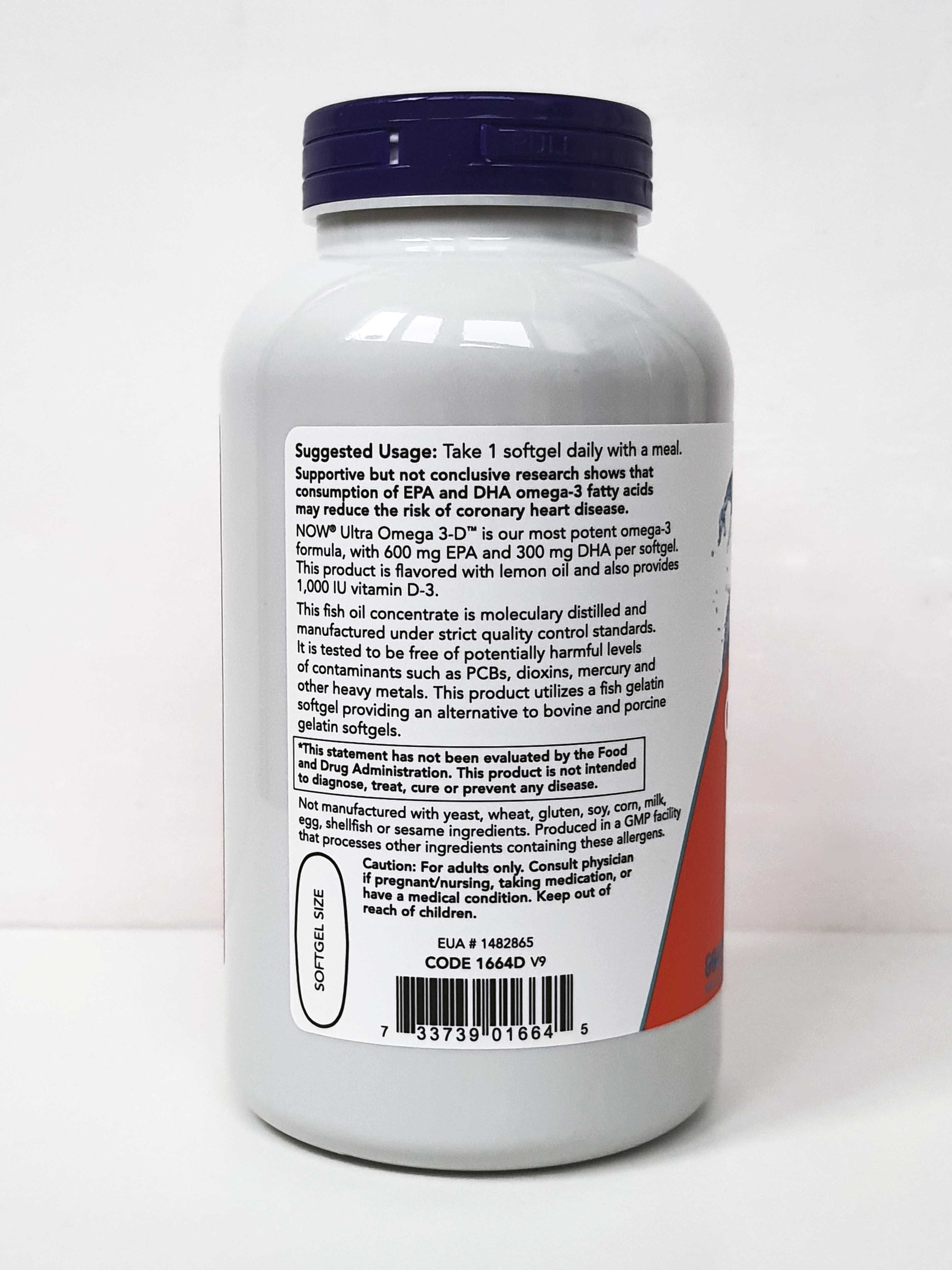 Риб'ячий жир омега-3 Now Foods Ultra Omega 3-D, 180 капсул