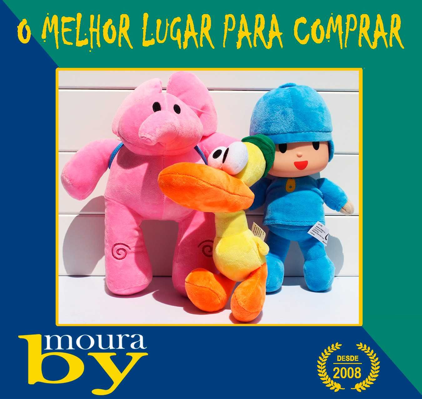 3 Peluches  Pocoyo Elly Pato Duck Elephant Stuffed
