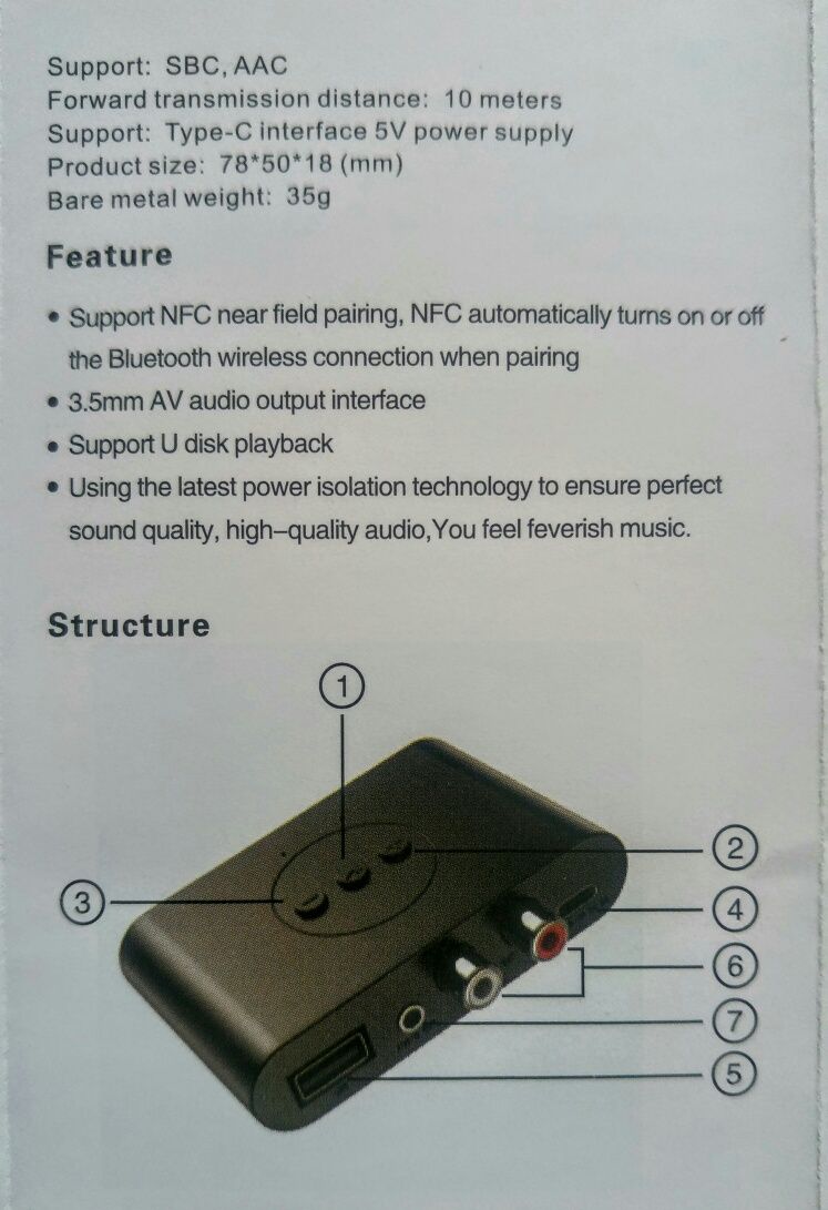 Odbiornik Audio NFC, Bluetooth 5.2