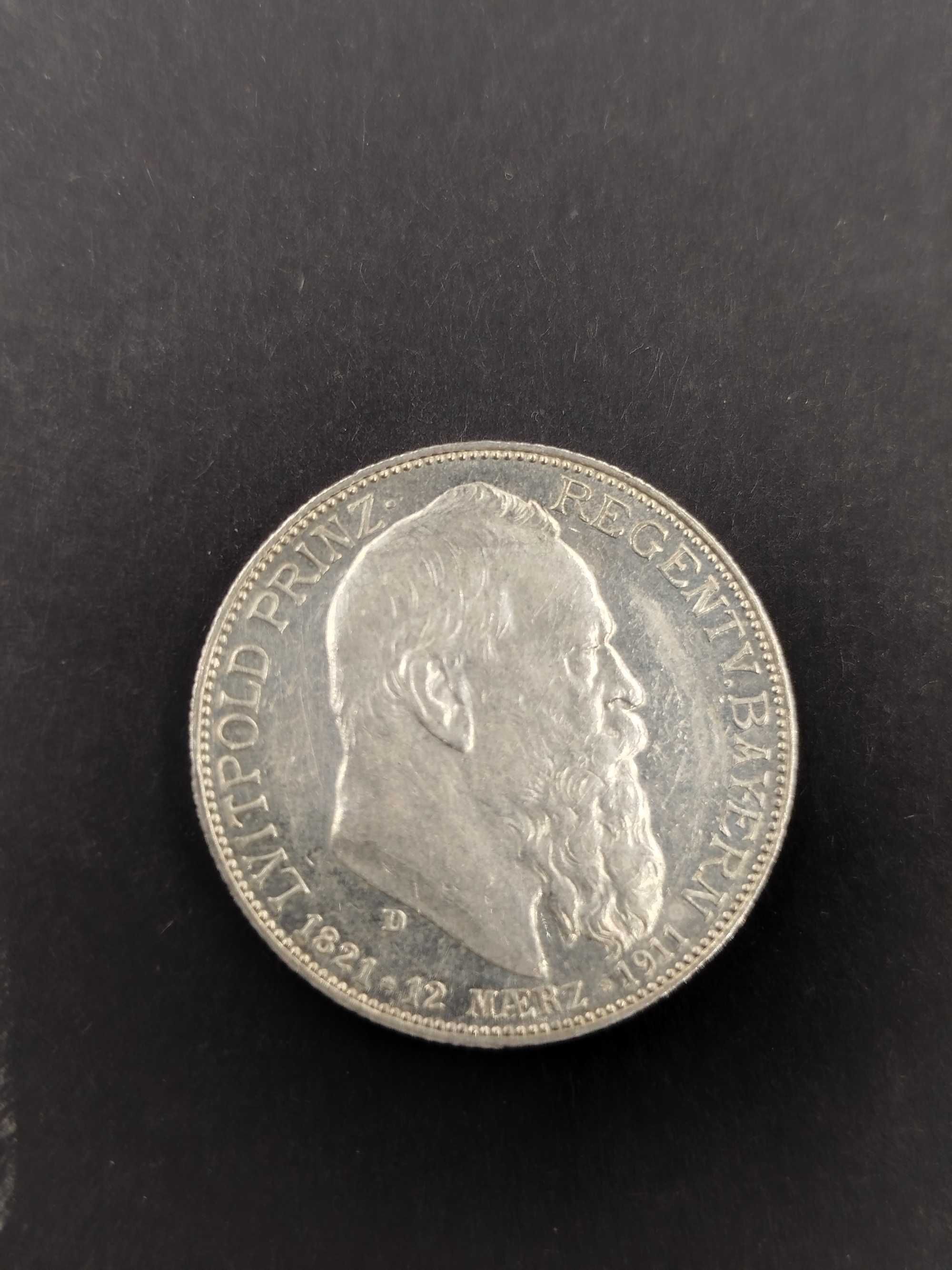Srebrna moneta Niemcy Dwie Marki 1911 Bawaria