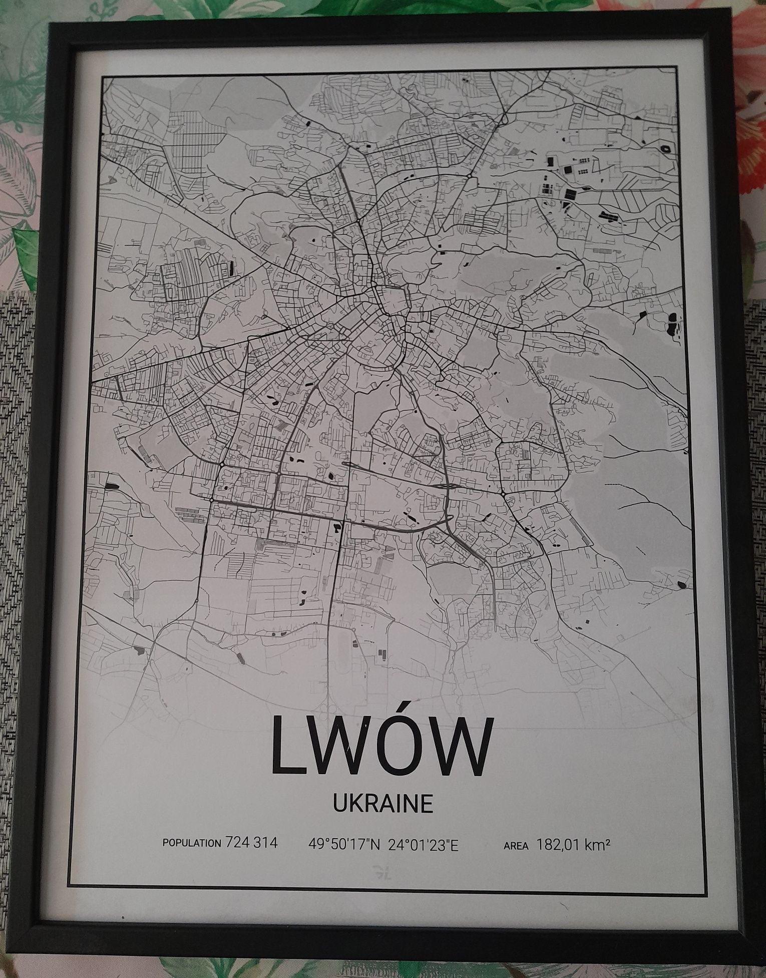 Sprzedam Lwów mapa czarno biała - obraz