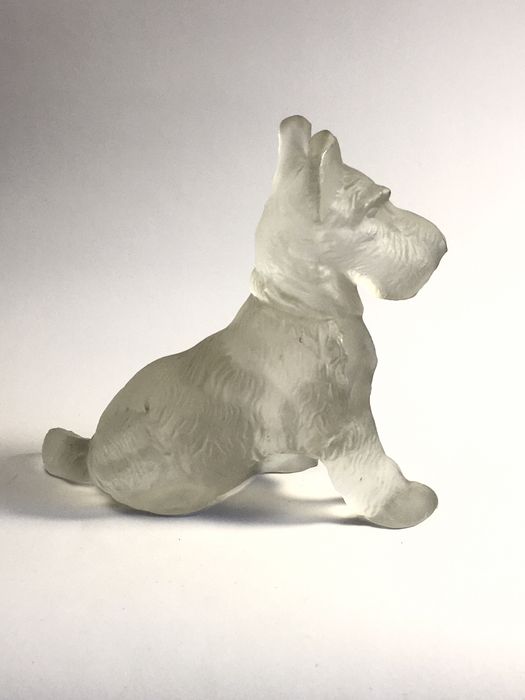 Terier, Szkocki Terier, pies ze szkła, szkło satynowe, lata 60/70